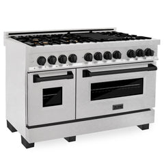 ZLINE Autograph Edition 48" 6.0 cu. ft. Dual Fuel Range with Gas Stove and Electric Oven in DuraSnow® Stainless Steel with Accents - RASZ-SN-48 - The Home Selection