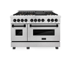 ZLINE Autograph Edition 48" 6.0 cu. ft. Dual Fuel Range with Gas Stove and Electric Oven in DuraSnow® Stainless Steel with Accents - RASZ-SN-48 - The Home Selection