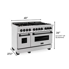 ZLINE Autograph Edition 48" 6.0 cu. ft. Dual Fuel Range with Gas Stove and Electric Oven in DuraSnow® Stainless Steel with Accents - RASZ-SN-48 - The Home Selection