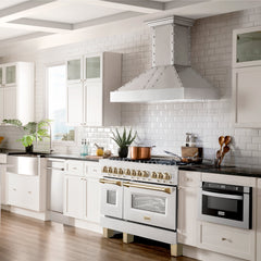 ZLINE Autograph Edition 48" 6.0 cu. ft. Dual Fuel Range with Gas Stove and Electric Oven in DuraSnow® Stainless Steel with Accents - RASZ-SN-48 - The Home Selection