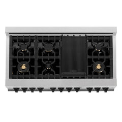 ZLINE Autograph Edition 48" 6.0 cu. ft. Dual Fuel Range with Gas Stove and Electric Oven in DuraSnow® Stainless Steel with White Matte Door with Accents - RASZ-WM-48 - The Home Selection
