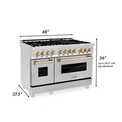 ZLINE Autograph Edition 48" 6.0 cu. ft. Dual Fuel Range with Gas Stove and Electric Oven in Stainless Steel with Accents - RAZ-48 - The Home Selection