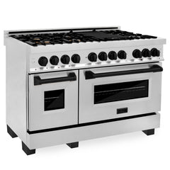 ZLINE Autograph Edition 48" 6.0 cu. ft. Dual Fuel Range with Gas Stove and Electric Oven in Stainless Steel with Accents - RAZ-48 - The Home Selection