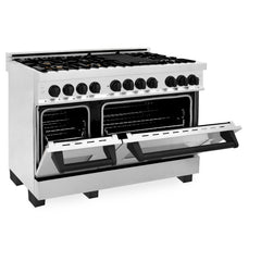 ZLINE Autograph Edition 48" 6.0 cu. ft. Dual Fuel Range with Gas Stove and Electric Oven in Stainless Steel with Accents - RAZ-48 - The Home Selection