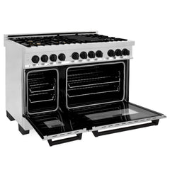 ZLINE Autograph Edition 48" 6.0 cu. ft. Dual Fuel Range with Gas Stove and Electric Oven in Stainless Steel with Accents - RAZ-48 - The Home Selection