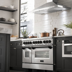 ZLINE Autograph Edition 48" 6.0 cu. ft. Dual Fuel Range with Gas Stove and Electric Oven in Stainless Steel with Accents - RAZ-48 - The Home Selection