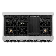 ZLINE Autograph Edition 48" 6.0 cu. ft. Dual Fuel Range with Gas Stove and Electric Oven in Stainless Steel with Accents - RAZ-48 - The Home Selection