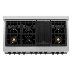 ZLINE Autograph Edition 48" 6.0 cu. ft. Dual Fuel Range with Gas Stove and Electric Oven in Stainless Steel with White Matte Door with Accents - RAZ-WM-48 - The Home Selection