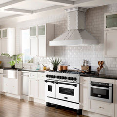ZLINE Autograph Edition 48" 6.0 cu. ft. Dual Fuel Range with Gas Stove and Electric Oven in Stainless Steel with White Matte Door with Accents - RAZ-WM-48 - The Home Selection