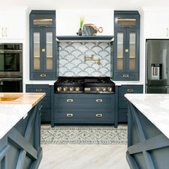 ZLINE Autograph Edition 48" Porcelain Rangetop with 7 Gas Burners in Black Stainless Steel with Accents - RTBZ-48 - The Home Selection