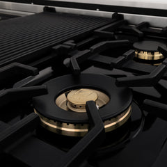 ZLINE Autograph Edition 48" Porcelain Rangetop with 7 Gas Burners in Stainless Steel with Accents - RTZ-48 - The Home Selection