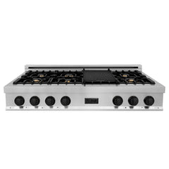 ZLINE Autograph Edition 48" Porcelain Rangetop with 7 Gas Burners in Stainless Steel with Accents - RTZ-48 - The Home Selection