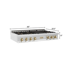 ZLINE Autograph Edition 48" Porcelain Rangetop with 7 Gas Burners in Stainless Steel with Accents - RTZ-48 - The Home Selection