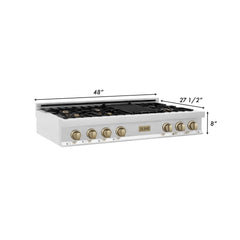ZLINE Autograph Edition 48" Porcelain Rangetop with 7 Gas Burners in Stainless Steel with Accents - RTZ-48 - The Home Selection