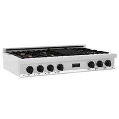 ZLINE Autograph Edition 48" Porcelain Rangetop with 7 Gas Burners in Stainless Steel with Accents - RTZ-48 - The Home Selection