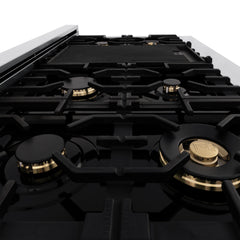 ZLINE Autograph Edition 48" Porcelain Rangetop with 7 Gas Burners in Stainless Steel with Accents - RTZ-48 - The Home Selection