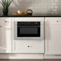 Zline Autograph Edition Microwave Drawer with Traditional Handle in DuraSnow and Matte Black - MWDZ-1-SS-H-MB - The Home Selection