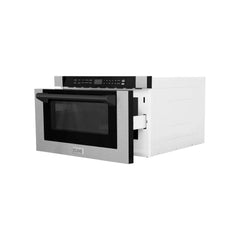 Zline Autograph Edition Microwave Drawer with Traditional Handle in DuraSnow and Matte Black - MWDZ-1-SS-H-MB - The Home Selection