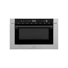 Zline Autograph Edition Microwave Drawer with Traditional Handle in DuraSnow and Matte Black - MWDZ-1-SS-H-MB - The Home Selection