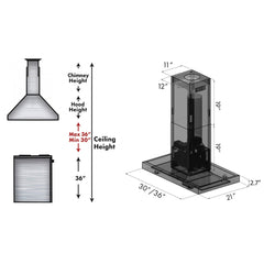 ZLINE Convertible Island Mount Range Hood in Black Stainless Steel - BSKE2iN - The Home Selection
