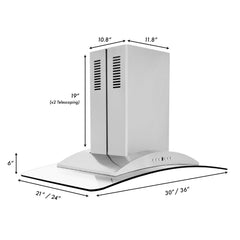 ZLINE Convertible Vent Island Mount Range Hood in Stainless Steel & Glass - GL9i - The Home Selection