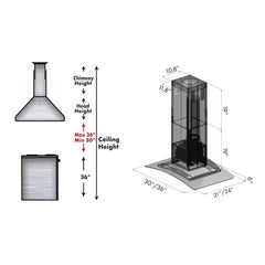 ZLINE Convertible Vent Island Mount Range Hood in Stainless Steel & Glass - GL9i - The Home Selection