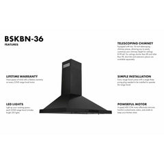 ZLINE Convertible Vent Wall Mount Range Hood in Black Stainless Steel - BSKBN - The Home Selection