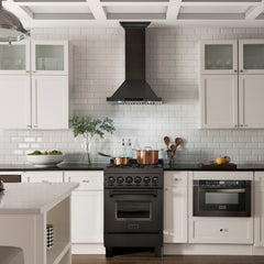 ZLINE Convertible Vent Wall Mount Range Hood in Black Stainless Steel with Crown Molding - BSKBNCRN-24 - The Home Selection