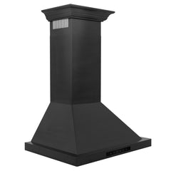 ZLINE Convertible Vent Wall Mount Range Hood in Black Stainless Steel with Crown Molding - BSKBNCRN-24 - The Home Selection