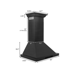 ZLINE Convertible Vent Wall Mount Range Hood in Black Stainless Steel with Crown Molding - BSKBNCRN-24 - The Home Selection