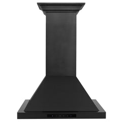 ZLINE Convertible Vent Wall Mount Range Hood in Black Stainless Steel with Crown Molding - BSKBNCRN-24 - The Home Selection