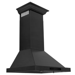 ZLINE Convertible Vent Wall Mount Range Hood in Black Stainless Steel with Crown Molding - BSKBNCRN-24 - The Home Selection