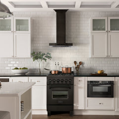 ZLINE Convertible Vent Wall Mount Range Hood in Black Stainless Steel with Crown Molding - BSKENCRN - The Home Selection