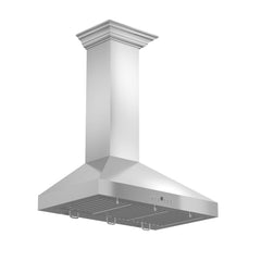ZLINE Convertible Vent Wall Mount Range Hood in Stainless Steel with Crown Molding - KL3CRN - The Home Selection