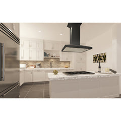 ZLINE Convertible Vent Wooden Island Mount Range Hood in Black - KBiCC - The Home Selection