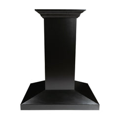 ZLINE Convertible Vent Wooden Island Mount Range Hood in Black - KBiCC - The Home Selection