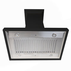 ZLINE Convertible Vent Wooden Island Mount Range Hood in Black - KBiCC - The Home Selection