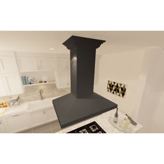ZLINE Convertible Vent Wooden Island Mount Range Hood in Black - KBiCC - The Home Selection