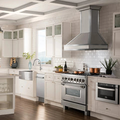 ZLINE Designer Series Wall Mount Range Hood in DuraSnow® Stainless Steel with Mirror Accents (655MR) - The Home Selection