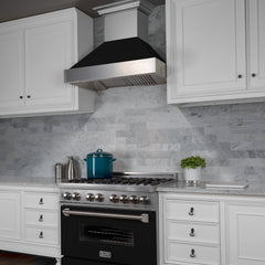 ZLINE Ducted DuraSnow® Stainless Steel Range Hood with Black Matte Shell - 8654BLM - The Home Selection