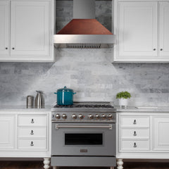 ZLINE Ducted DuraSnow® Stainless Steel Range Hood with Hand-Hammered Copper Shell - 8654HH - The Home Selection