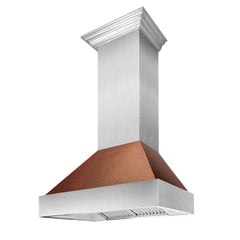 ZLINE Ducted DuraSnow® Stainless Steel Range Hood with Hand-Hammered Copper Shell - 8654HH - The Home Selection