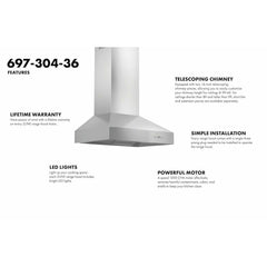 ZLINE Ducted Wall Mount Range Hood in Outdoor Approved Stainless Steel - 697-304 - The Home Selection
