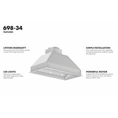 ZLINE Ducted Wall Mount Range Hood Insert in Stainless Steel - 698 - The Home Selection