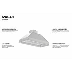 ZLINE Ducted Wall Mount Range Hood Insert in Stainless Steel - 698 - The Home Selection
