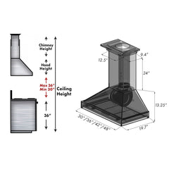 ZLINE Ducted Wooden Wall Mount Range Hood in Antigua and Walnut with Remote Motor - KBAR-RS - The Home Selection