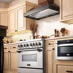 ZLINE Ducted Wooden Wall Mount Range Hood in Antigua and Walnut with Remote Motor - KBAR-RS - The Home Selection