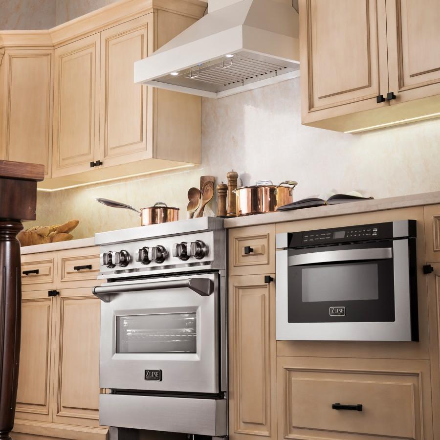 ZLINE Ducted Wooden Wall Mount Range Hood in Cottage White - KBTT - The Home Selection