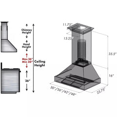 ZLINE Ducted ZLINE DuraSnow Stainless Steel® Range Hood with Oil Rubbed Bronze Shell (8654ORB) - The Home Selection