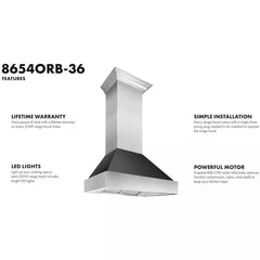 ZLINE Ducted ZLINE DuraSnow Stainless Steel® Range Hood with Oil Rubbed Bronze Shell (8654ORB) - The Home Selection
